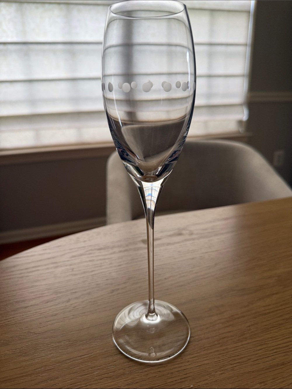 Vera Wang Clear Crystal Champagne Flute with Etched Dot Band